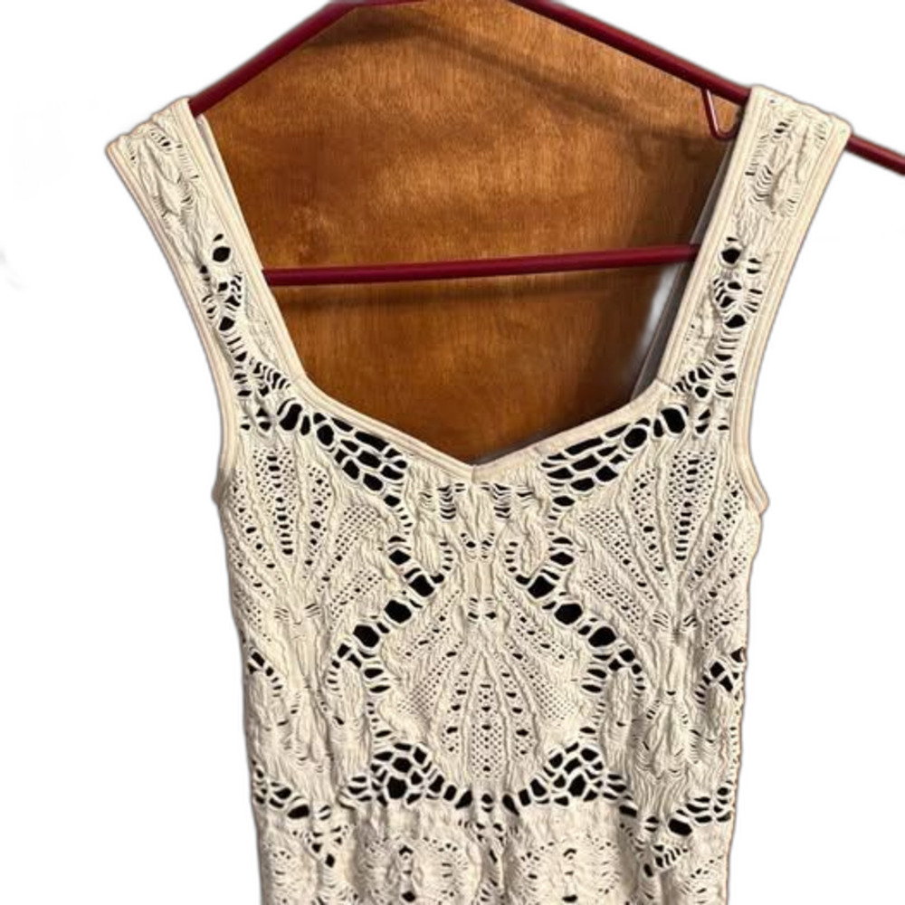 Intimately Free People Medallion Lace Slip Dress White w/black underlay XS/S - Picture 2 of 4